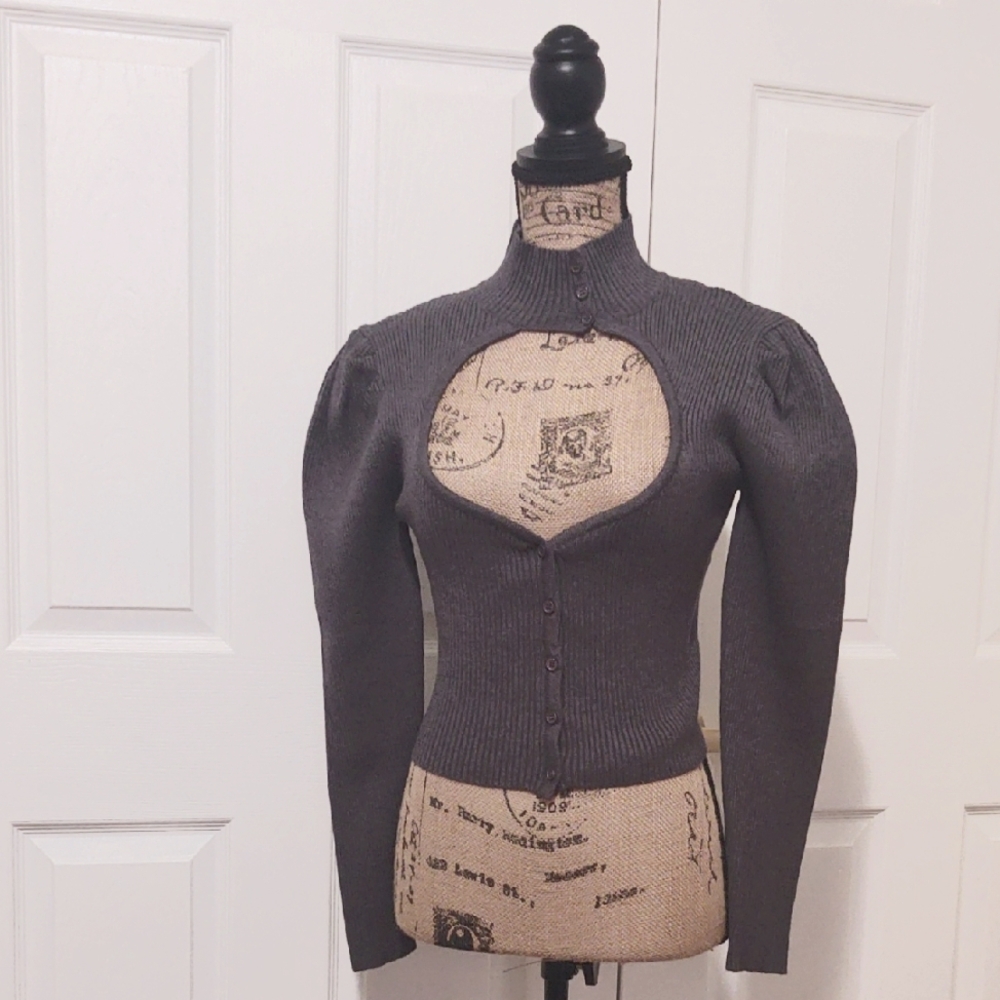 ZARA Gray Button-Up Sweater